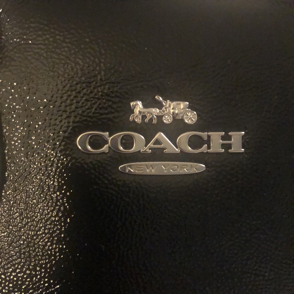 Coach Crinkle Black Patent Georgia Satchel Handbag W/Crossbody Strap - Picture 2 of 7